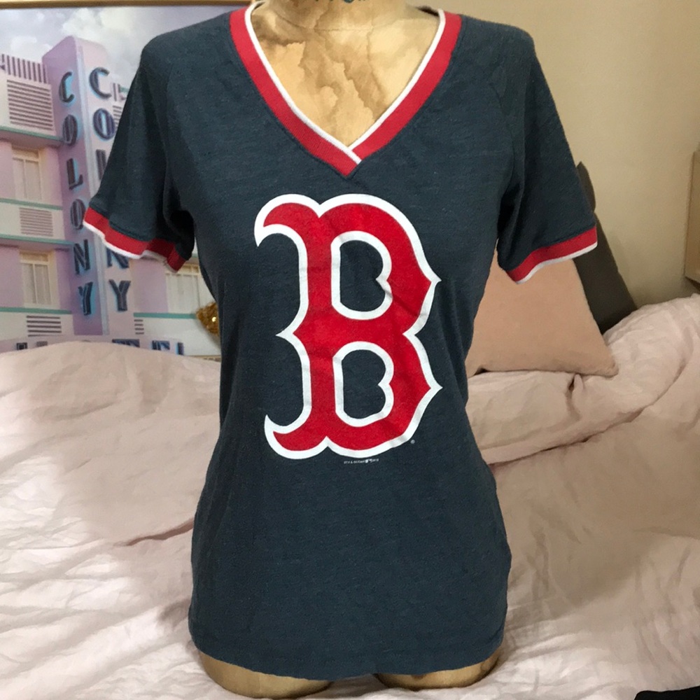 Licensed Boston Red Sox V-Neck Ringer Tee